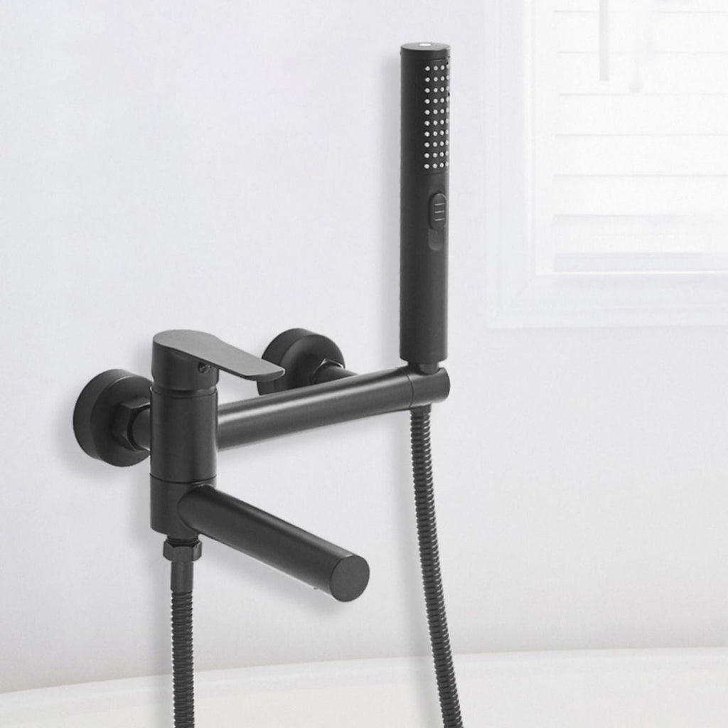 Swivel spout bathtub faucet single lever handle hand shower bathtub filling valve with shower hose