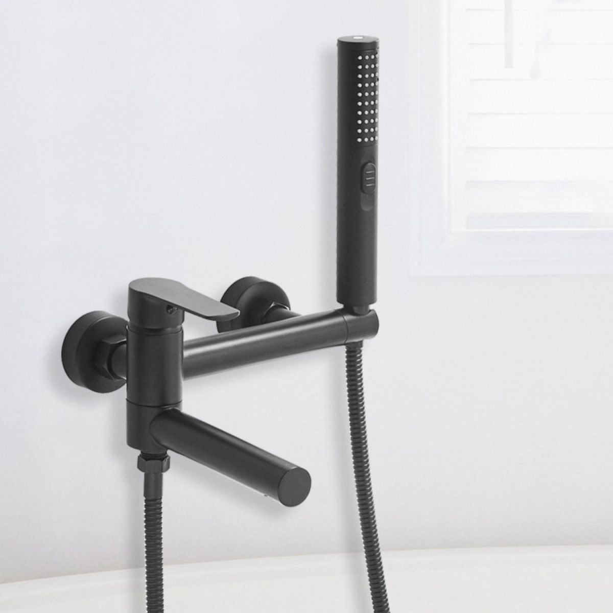 Swivel spout bathtub faucet single lever handle hand shower bathtub filling valve with shower hose