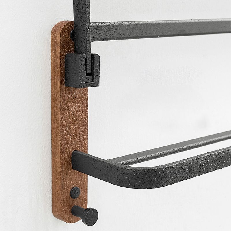 Metal and wood bathroom accessories as a single piece or as a set without drilling