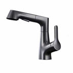 Modern Sink Faucet Lever Handle Copper Low Arc Pull-Out Sink Faucet