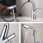 Brass Contemporary Sink Faucet Pull-Out Round Bathroom Faucet