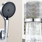 3 Sprays Shower Head Wall Mount Adjustable Spray Pattern Handheld Shower