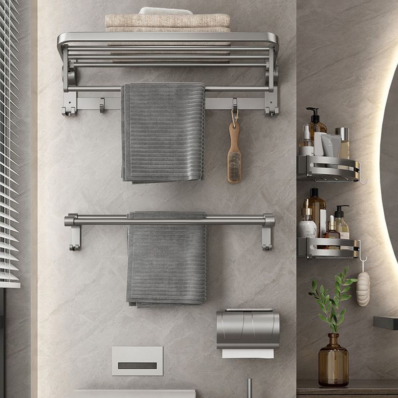 Contemporary Gray Bathroom Hardware Set Bathroom Shelf/Towel Bar Including Bathroom Set