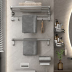 Contemporary Gray Bathroom Hardware Set Bathroom Shelf/Towel Bar Including Bathroom Set
