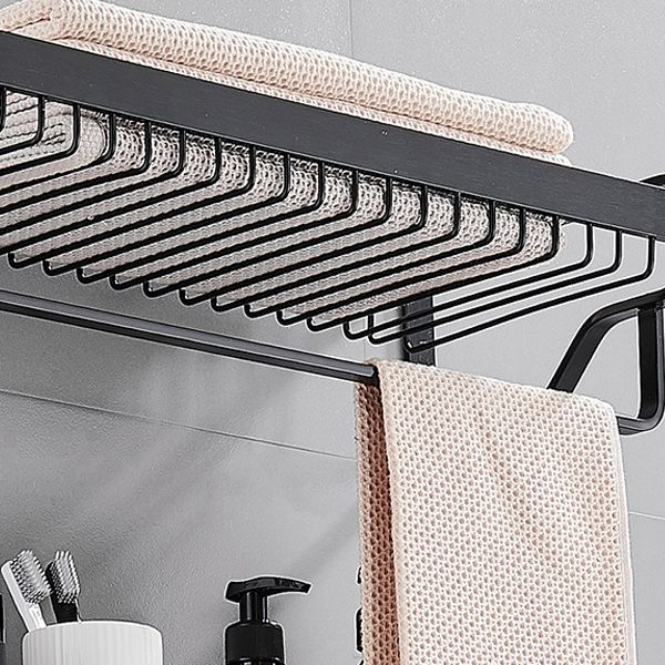 Black / Silver Bathroom Accessories Aluminum Hardware Set Bathroom Shelf