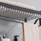 Black / Silver Bathroom Accessories Aluminum Hardware Set Bathroom Shelf