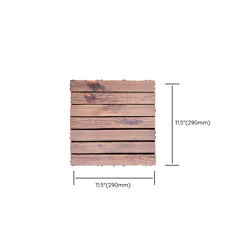 7-Slat Square Wood Floor Tiles Click Installation Outdoor Floor Tiles