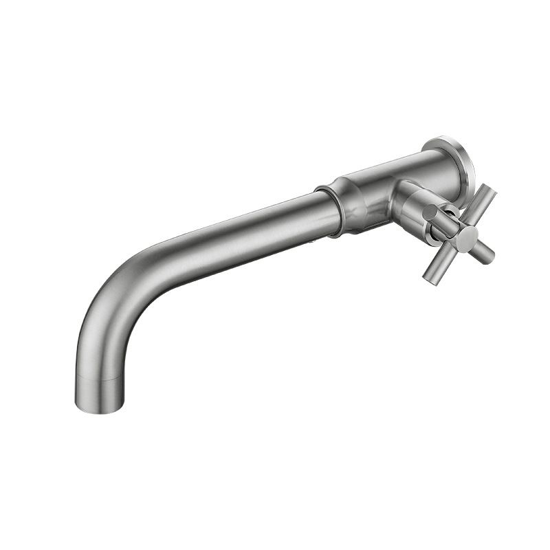 Contemporary Vessel Water Faucet Stainless Steel Cross Handles Wall Mounted Bathroom Faucet