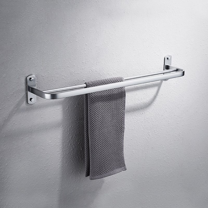 Contemporary bathroom accessory set made of aluminum with towel holder/bath shelf