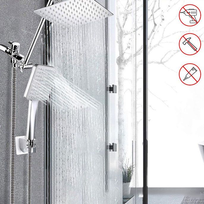Contemporary Pull Down Dual Shower Head Square High Arc Shower Head Combo in Chrome