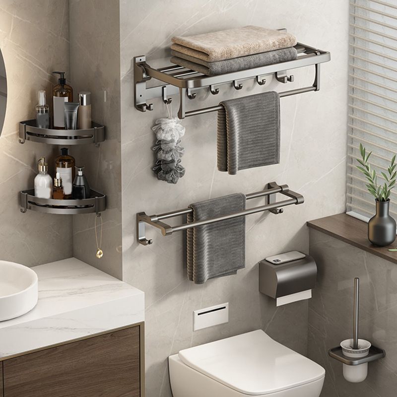 Contemporary Bathroom Accessory Set Grey Aluminum Bathroom Accessory Kit