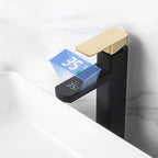 Contemporary sink faucet Digital display Monochrome Low arch basin Bathroom sink
