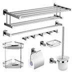 Contemporary Bathroom Accessories Hardware Set made of silver metal