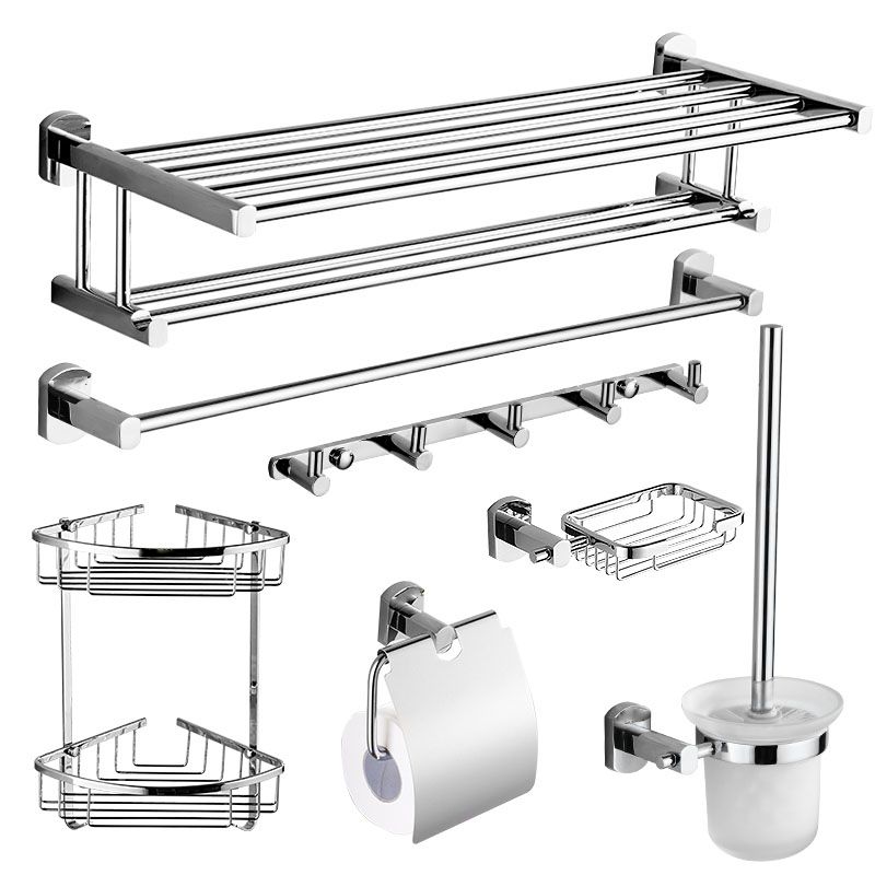 Contemporary Bathroom Accessories Hardware Set made of silver metal