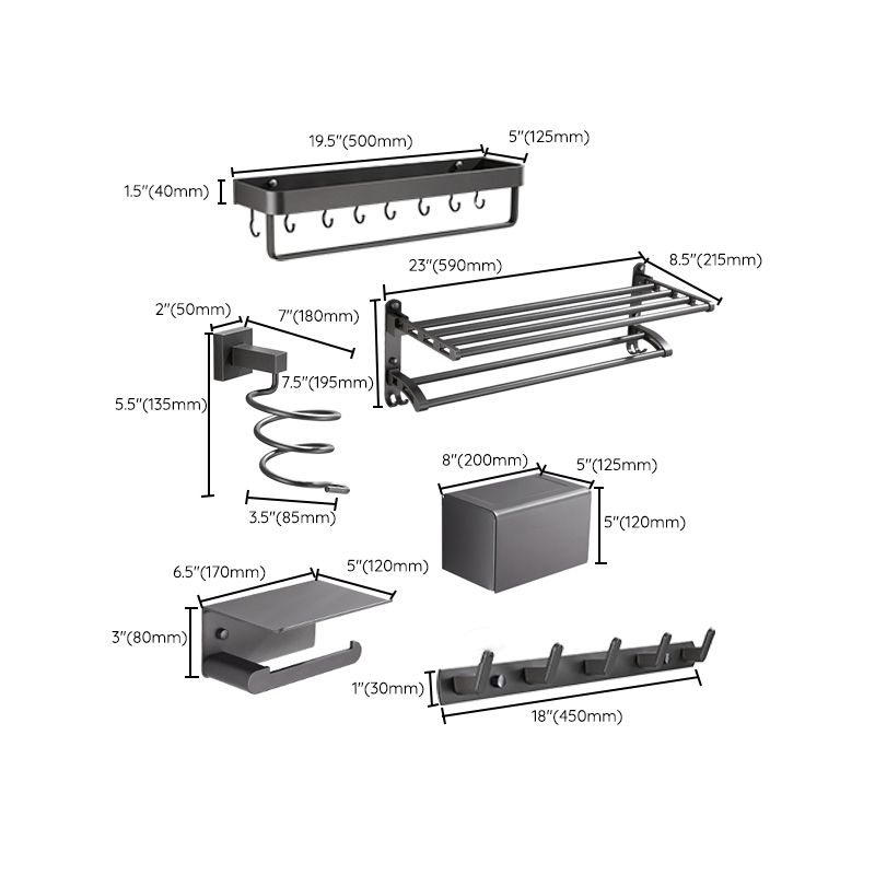 Modern Bathroom Accessories Hardware Set Gray Bathroom Hardware Set