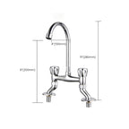 Contemporary Widespread Bathroom Faucet Knob Handle Goose Neck Arc Solid Brass Faucet