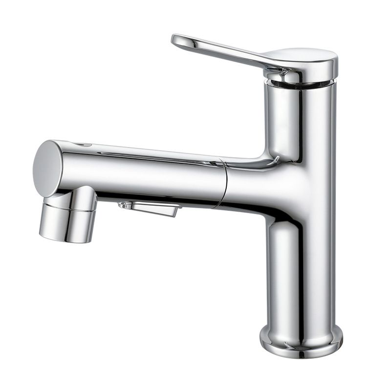 Modern Extendable Sink Faucet Bathroom Faucet Brass 1 Handle Sink Faucet with Water Hose