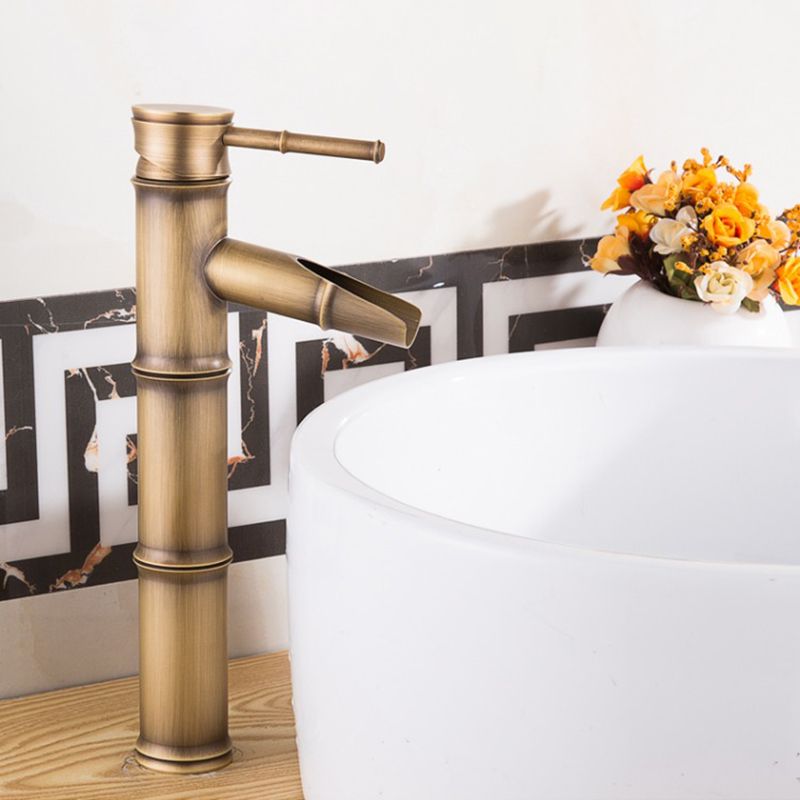 Country house vessel water tap brass lever handles waterfall outlet sink faucet