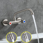 Round 2-Handle Bathroom Faucet Single Hole Wall Mounted Bathroom Faucet