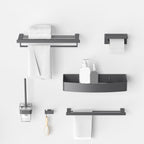 Gray contemporary bathroom accessory set Brushed gray bath shelf/toilet paper holder/towel bar