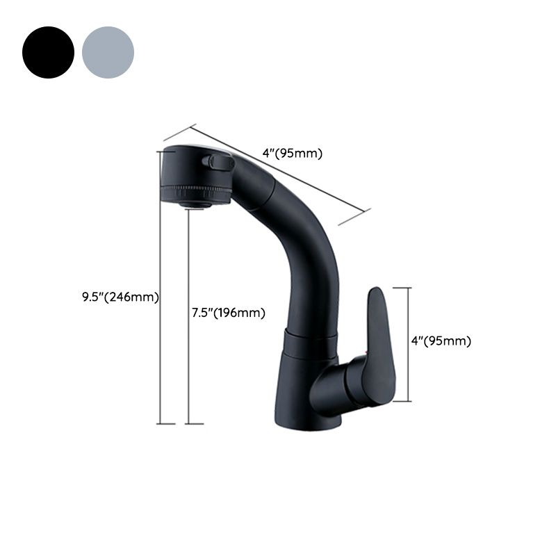 Contemporary Bath Faucet Brass Lever Handle Pull-Out Sink Faucet