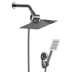Silver Square Double Shower Head Modern Water Filtration Wall Mounted Shower Head