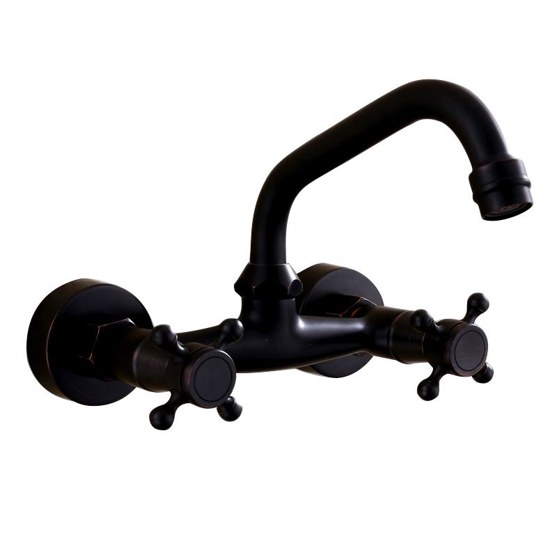 Black Wall-Mounted Bathroom Faucet American Classic Widespread Sink Faucet
