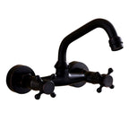 Black Wall-Mounted Bathroom Faucet American Classic Widespread Sink Faucet