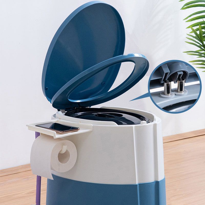 Contemporary plastic floor-mounted toilet bowl with toilet seat for the bathroom
