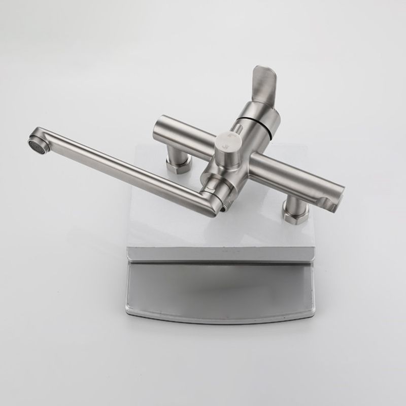 Wall-mounted metal bathtub filling low arch swivel bathtub mixer