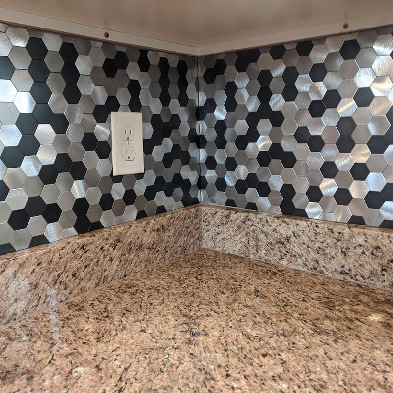 Modern Tile-Peel & Stick Metal Mosaic Tile Hexagon Peel & Stick Subway Tile