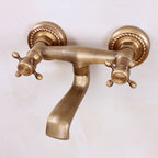 Traditional Wall-Mounted Metal Bathtub Filler Double Handles Waterfall Bathtub Faucet Trim