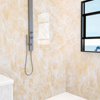 Marbleing Water-repellent Tile PVC Single Peel and Stick Tile for Bathroom Back Wall