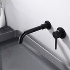 Round Single Handle Bathroom Faucet 2-Hole Wall Mounted Bathroom Faucet with Swivel Head