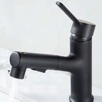 Modern Washbasin Faucet Copper 1-Handle Low Arc Pull-Out Washbasin Faucet for Bathroom