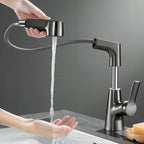 Modern 1-Lever Sink Faucet Round Basin Faucet Brass
