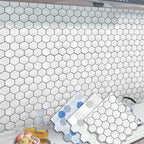 Peel-and-Stick Tiles Hexagonal Waterproof PVC Peel & Stick Mosaic Tile for Shower