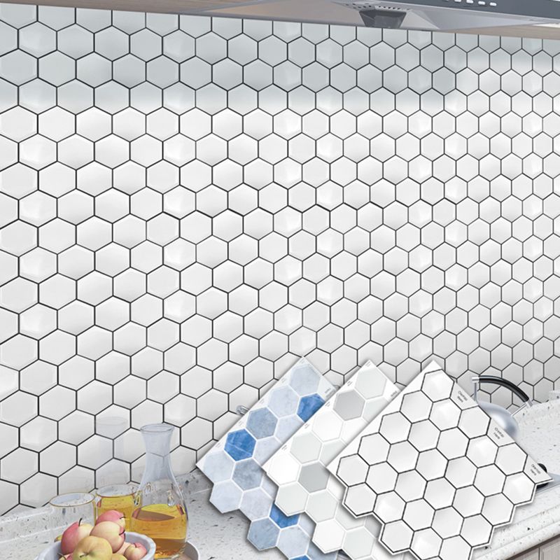 Peel-and-Stick Tiles Hexagonal Waterproof PVC Peel & Stick Mosaic Tile for Shower