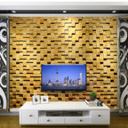Wood Mosaic Cladding Shiplap Glue Contemporary Interior Wall Cladding