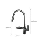 Goose Neck Kitchen Sink Faucet Three-Way with Pull-Down Spray Head