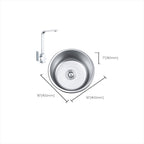 Round Single Bowl Kitchen Sink Stainless Steel Sink with Drain Strainer Set