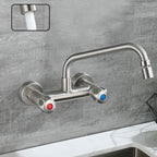 Round 2-Handle Bathroom Faucet Single Hole Wall Mounted Bathroom Faucet