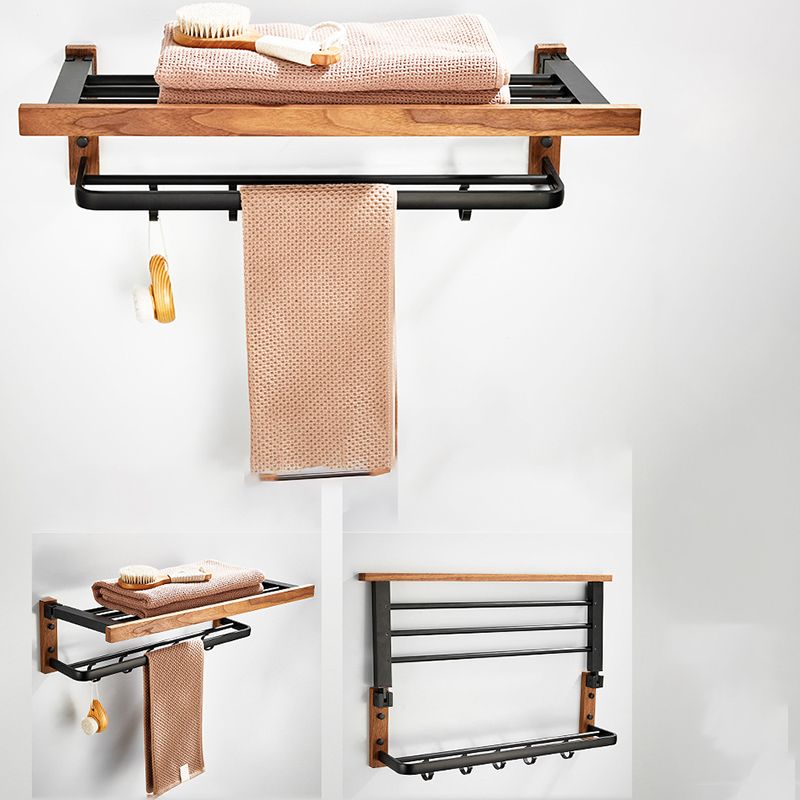 Wood and Aluminum Bath Accessory Set Black Bathroom Accessory Kit