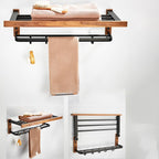 Wood and Aluminum Bath Accessory Set Black Bathroom Accessory Kit