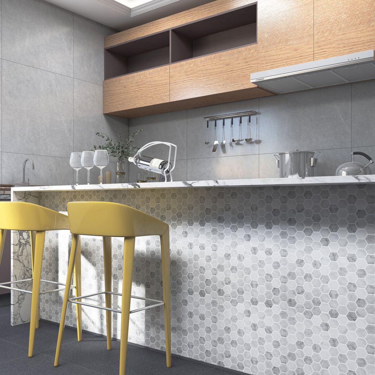 Mosaic tiles for peeling and sticking Modern style wallpaper with square shape