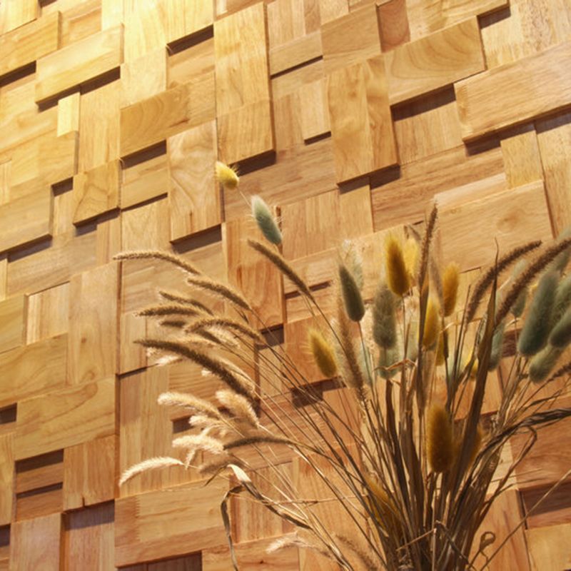 Mosaic Wood Wall Cladding Glue Living Room Modern Style Wood Plank