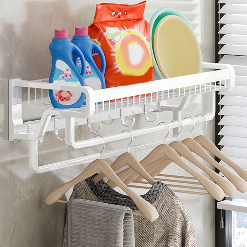 Contemporary bathroom accessory set made of matte stainless steel-aluminum with bathrobe hook/bath shelf