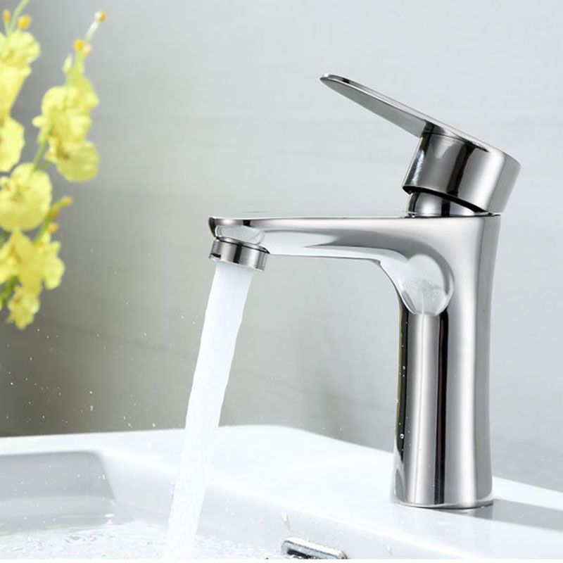Contemporary Stainless Steel Sink Faucet Lever Handles Low Arc Sink Faucet