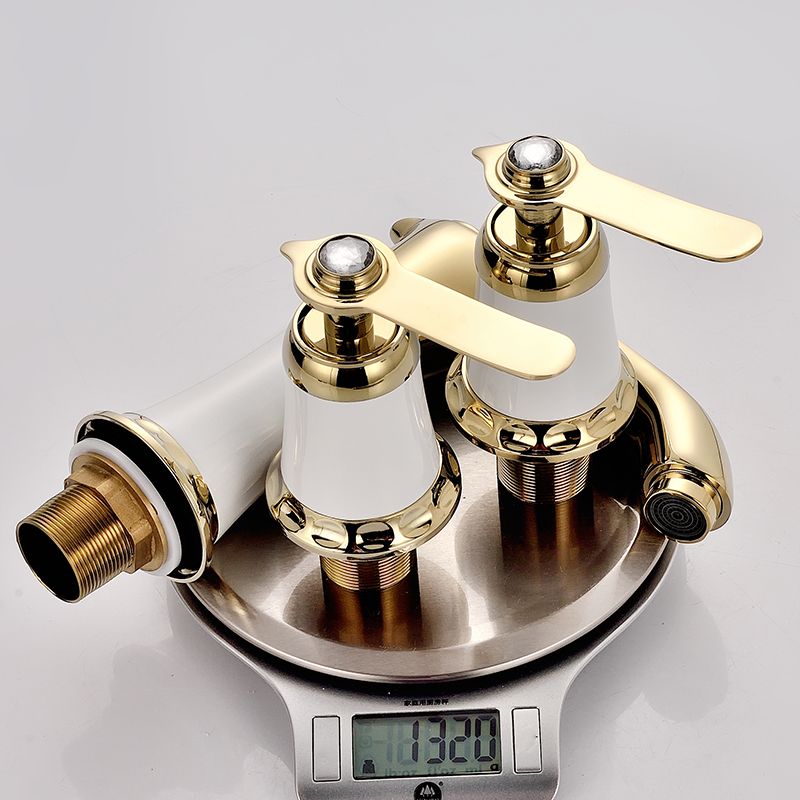 Glam Bathtub Faucet Trim Deck Mounted Lever Handle Swivel Spout Bathtub Faucet