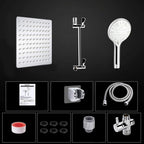 Modern Dual Shower Head Square High Arc Shower Head in Silver